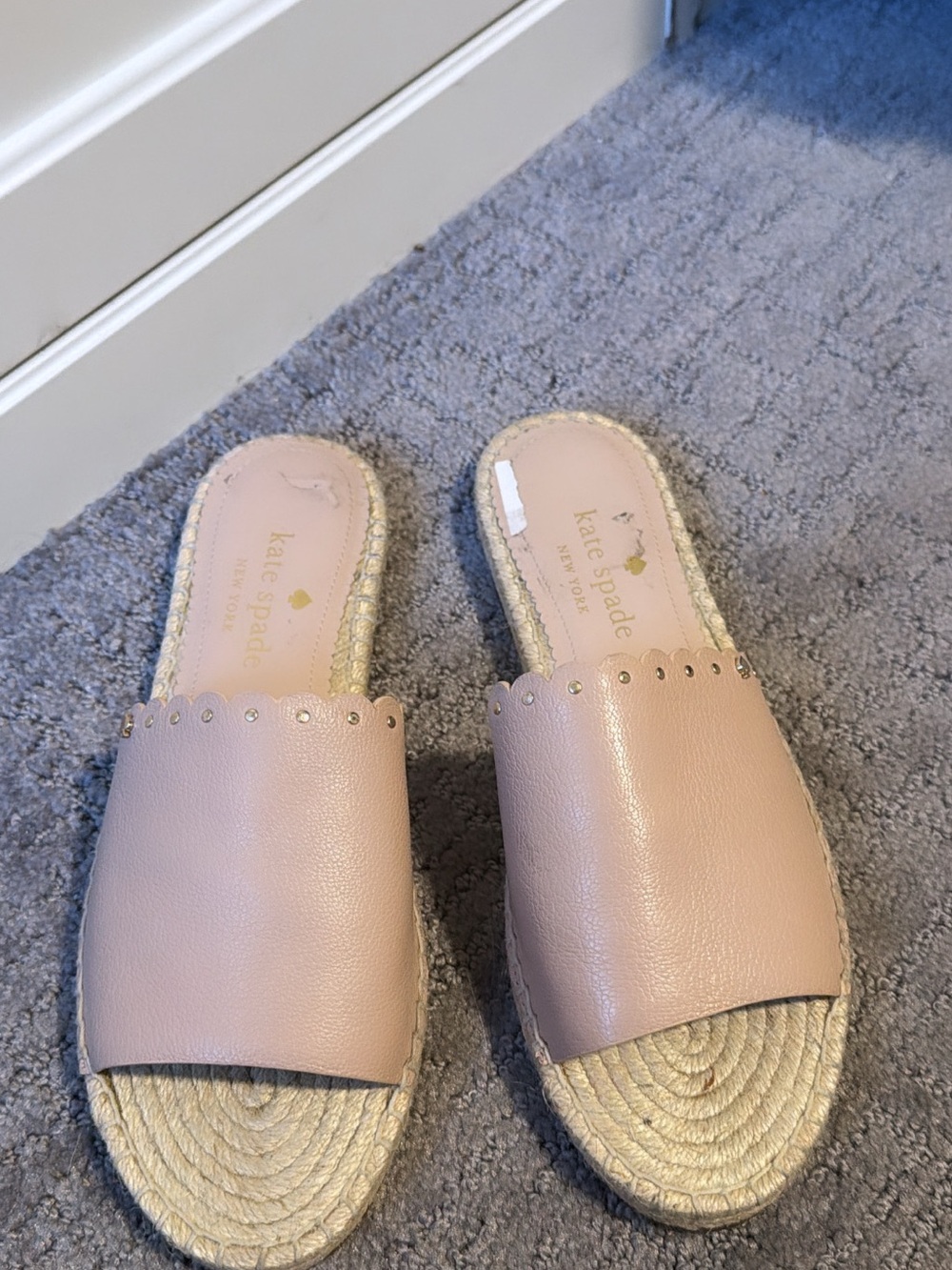 kate spade Blush Leather Espadrille Slide